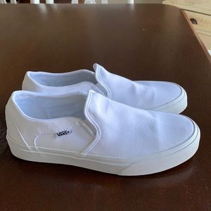 Vans white women’s slip on